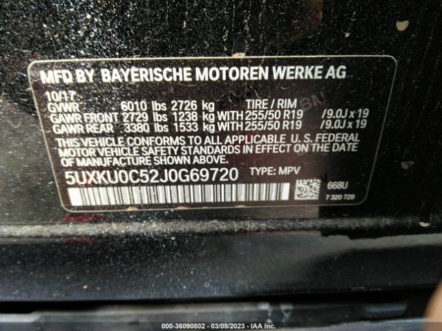 5UXKU0C52J0G69720 BMW X6 Sdrive35i