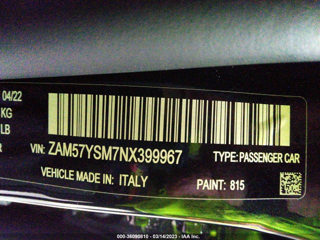 2022 Maserati Ghibli, VIN: ZAM57YSM7NX399967