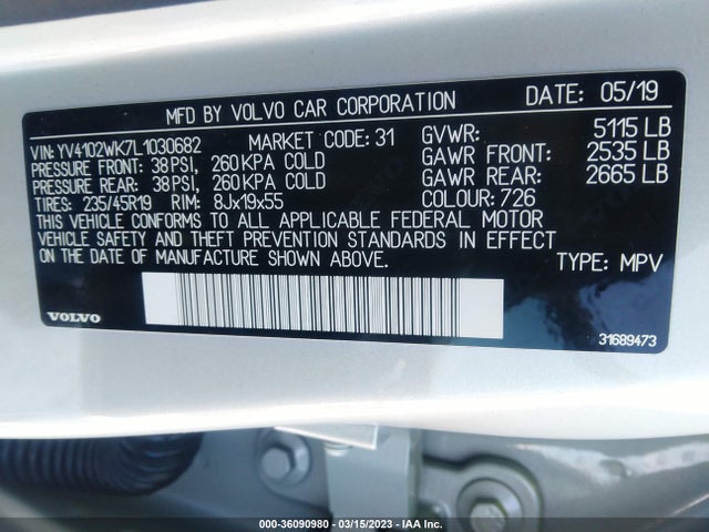2020 Volvo V60, VIN: YV4102WK7L1030682