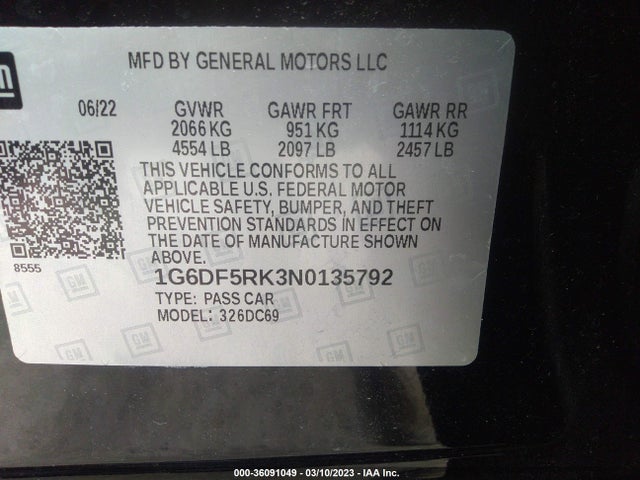 2022 Cadillac CT4, VIN: 1G6DF5RK3N0135792