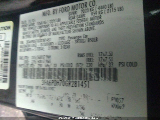 3FA6P0H70GR281451 Ford FUSION SE