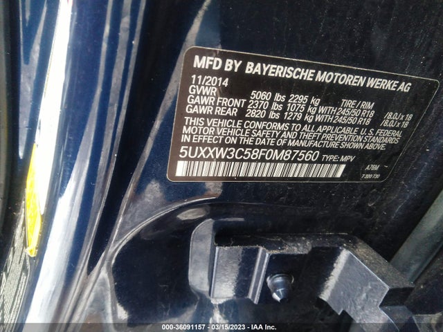 2015 BMW X4, VIN: 5UXXW3C58F0M87560