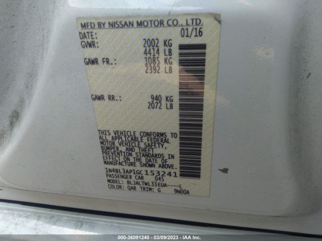 1N4BL3AP1GC153241 Nissan Altima 3.5 Sl