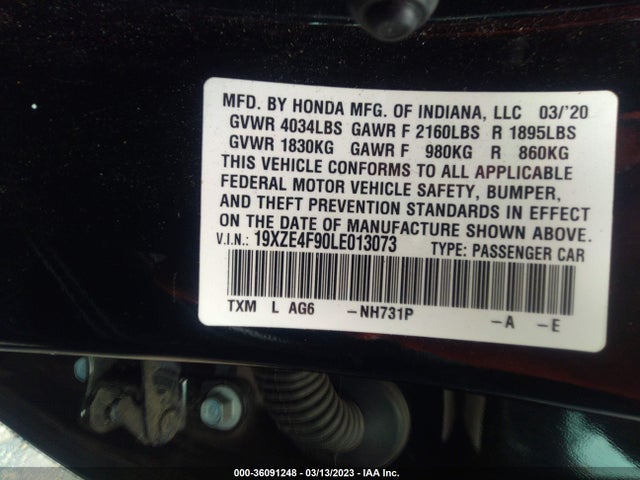 2020 Honda Insight, VIN: 19XZE4F90LE013073