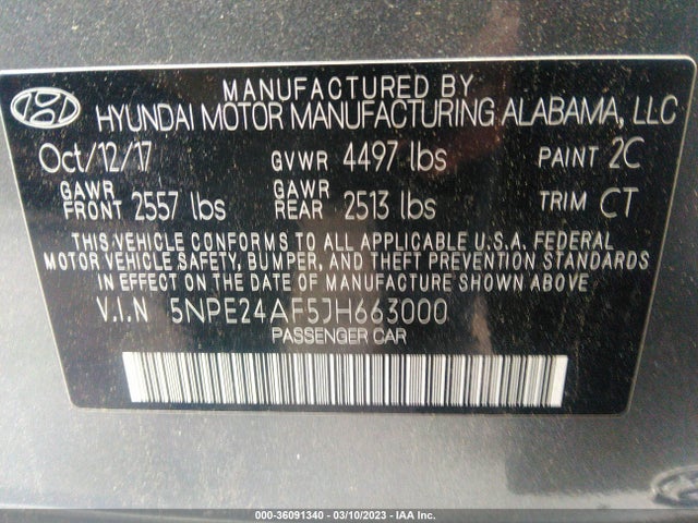 Hyundai SONATA SE 2018 5NPE24AF5JH663000 Image 10