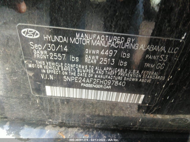 Продаж на аукціоні авто 2015 Hyundai Sonata 2.4l Se, vin: 5NPE24AF2FH097840, номер лоту: 36091374