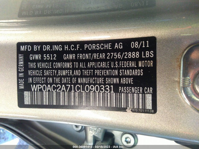 2012 PORSCHE PANAMERA WP0AC2A71CL090331 Photo 8