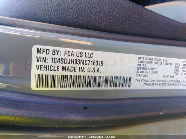 Dodge Durango Srt Hellcat 2021 1C4SDJH93MC716319 Image 9