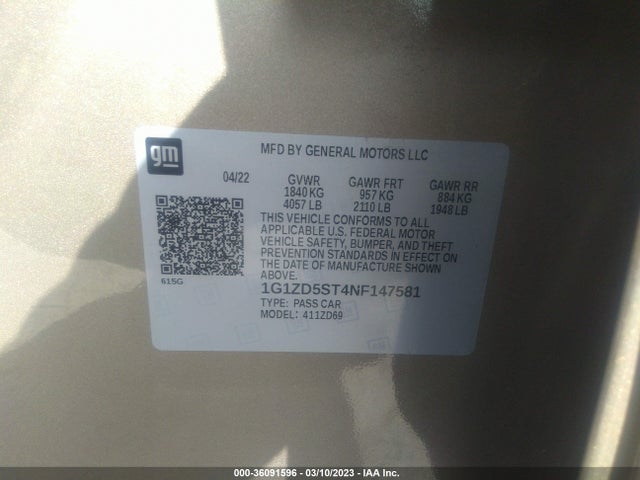 Chevrolet MALIBU LT 2022 1G1ZD5ST4NF147581 Image 9
