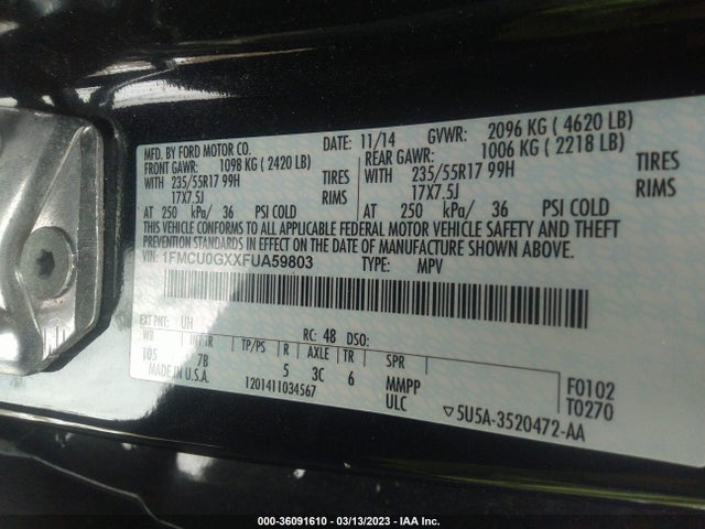 Ford ESCAPE SE 2015 1FMCU0GXXFUA59803 Image 10