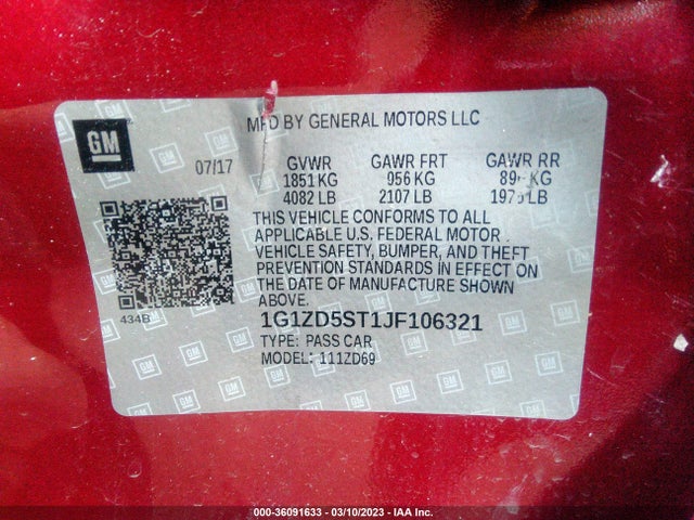 Chevrolet MALIBU LT 2018 1G1ZD5ST1JF106321 Image 10