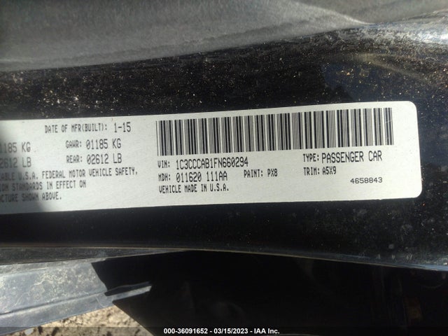 1C3CCCAB1FN660294 Chrysler 200 Limited