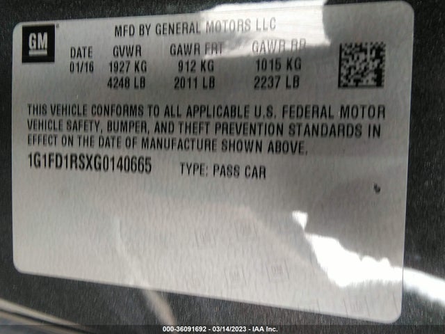 Chevrolet Camaro 2lt 2016 1G1FD1RSXG0140665 Image 10