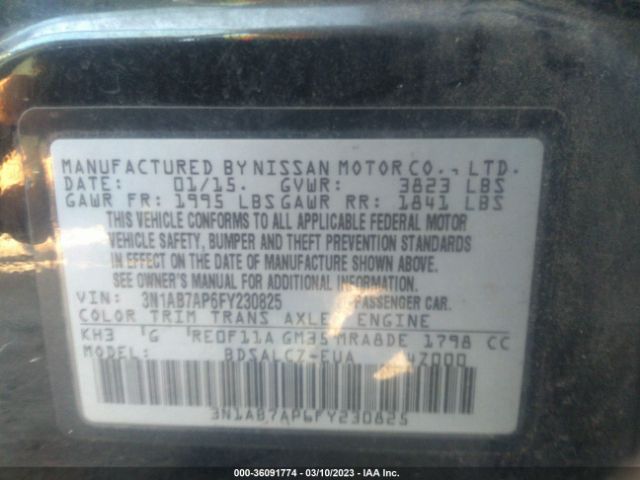 3N1AB7AP6FY230825 Nissan SENTRA S