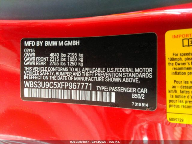 WBS3U9C5XFP967771 BMW M4