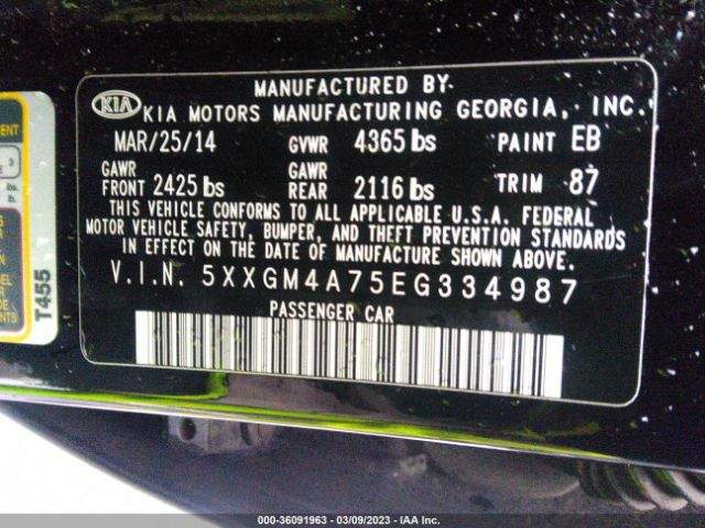 5XXGM4A75EG334987 KIA Optima Lx