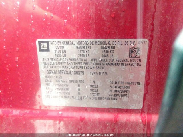 3GKALMEX3JL136379 GMC Terrain Sle