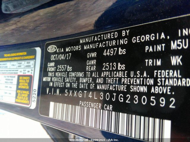 5XXGT4L30JG230592 KIA Optima S