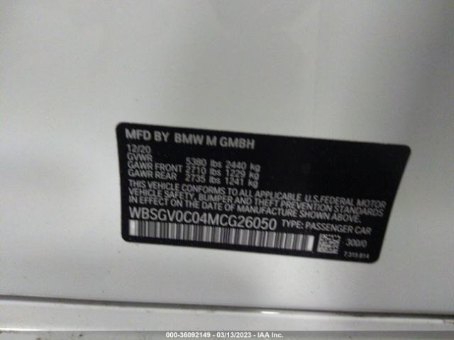 WBSGV0C04MCG26050 BMW M8