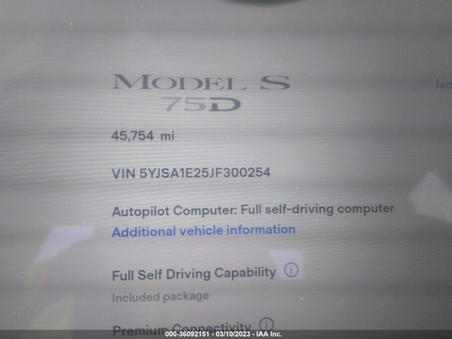 Tesla Model S 75d/100d/p100d 2018 5YJSA1E25JF300254 Image 8