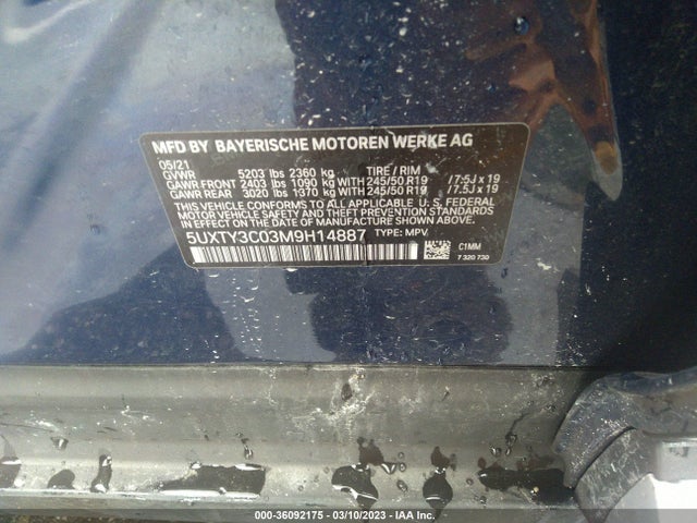 5UXTY3C03M9H14887 BMW X3 Sdrive30i