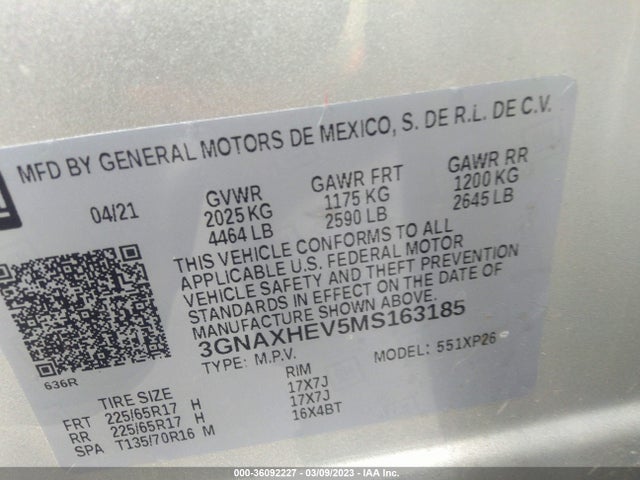 Chevrolet EQUINOX LS 2021 3GNAXHEV5MS163185 Image 9