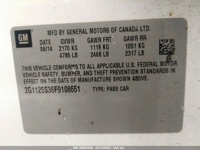 Chevrolet IMPALA LT 2015 2G1125S36F9108651 Image 10