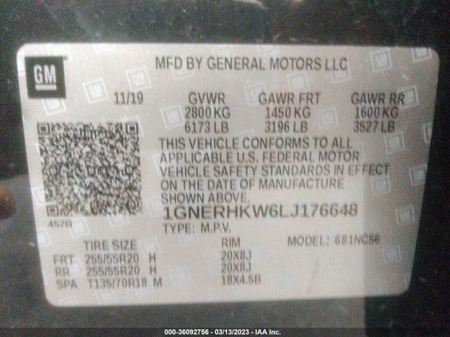 Chevrolet Traverse Lt Leather 2020 1GNERHKW6LJ176648 Image 10