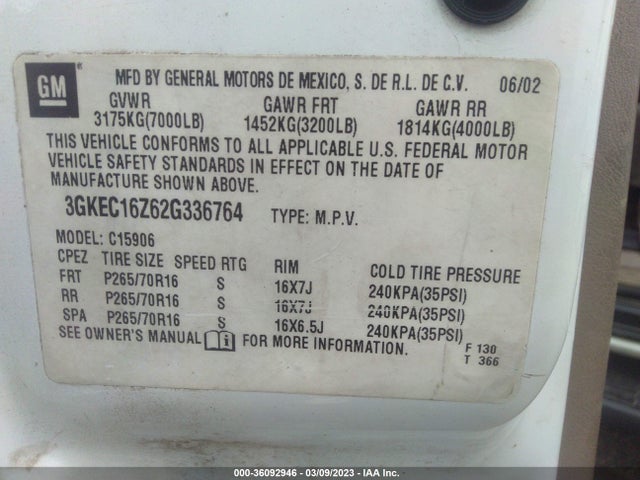 GMC Yukon Xl Sle 2002 3GKEC16Z62G336764 Image 10