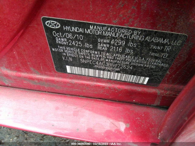 Hyundai Sonata Ltd Pzev 2011 5NPEC4AC3BH172624 Image 10