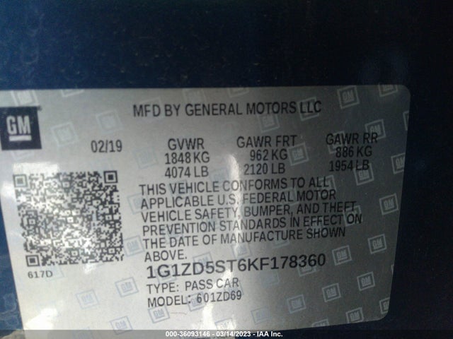 Chevrolet MALIBU LT 2019 1G1ZD5ST6KF178360 Image 10