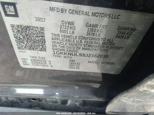 1GKKNULS5JZ162030 GMC ACADIA SLT