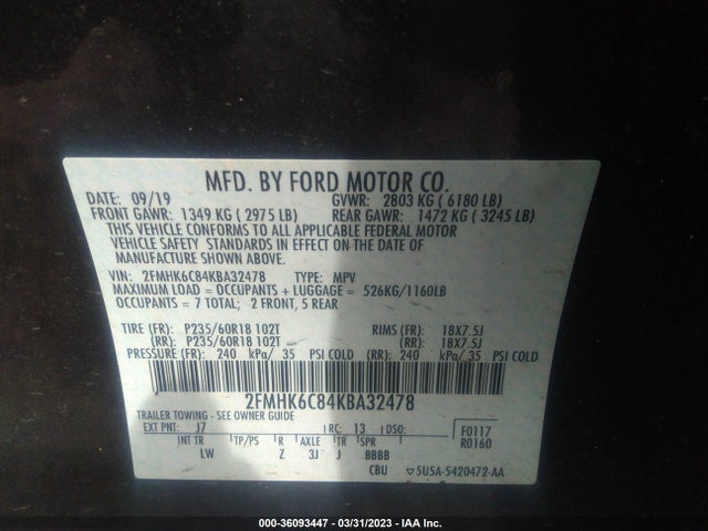 2019 Ford Flex, VIN: 2FMHK6C84KBA32478