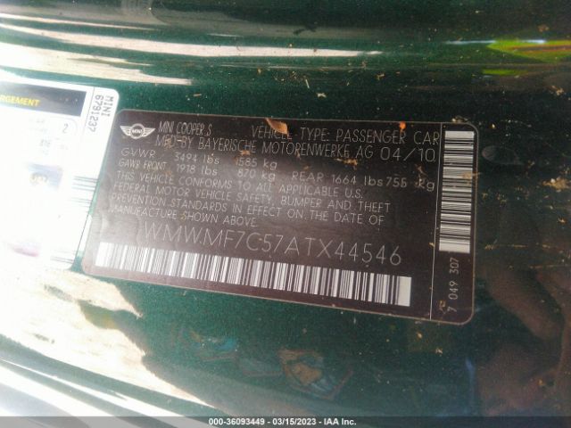 WMWMF7C57ATX44546 Mini COOPER HARDTOP