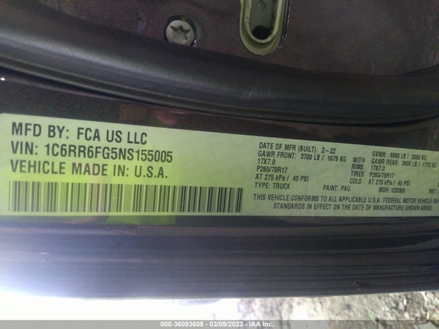 1C6RR6FG5NS155005 RAM 1500 Classic Tradesman