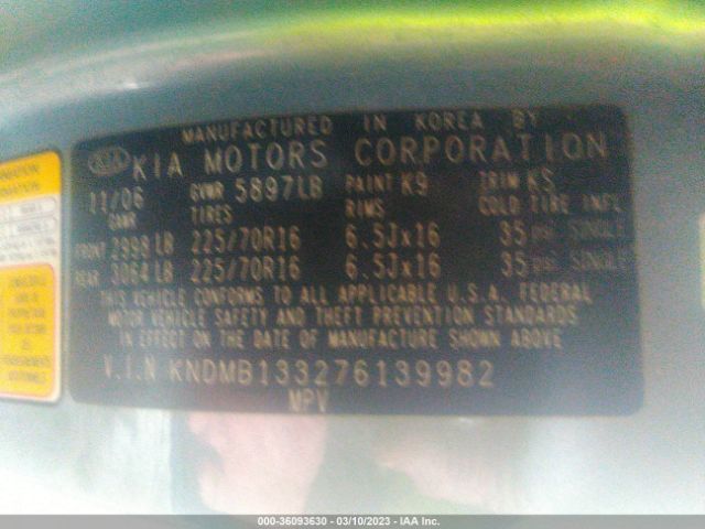 KNDMB133276139982 KIA Sedona