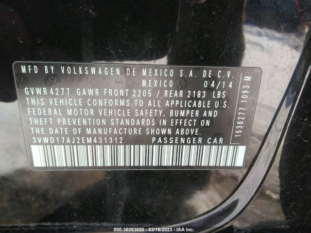 3VWD17AJ2EM431312 Volkswagen Jetta Sedan Se W/connectivity