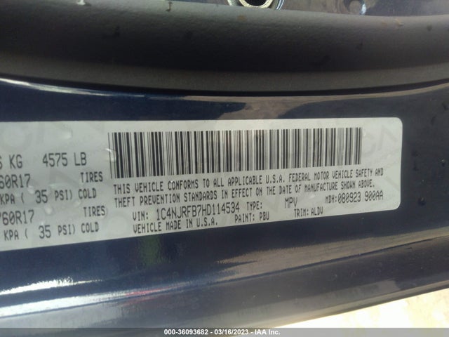 2017 Jeep Patriot, VIN: 1C4NJRFB7HD114534