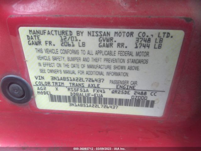 3N1AB51A22L726437 Nissan Sentra Se-r