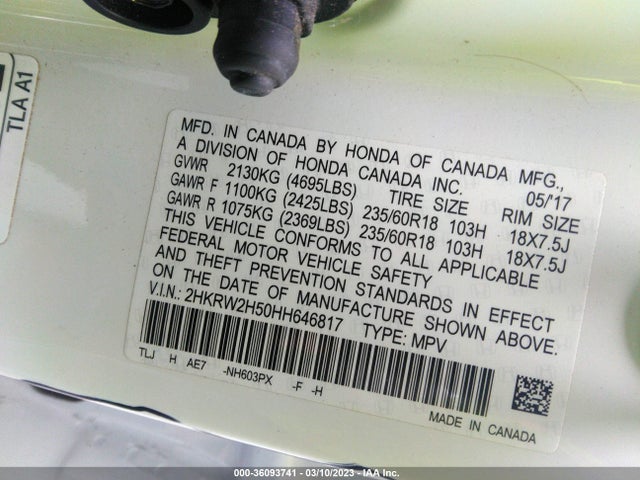 Honda CR-V EX 2017 2HKRW2H50HH646817 Image 9