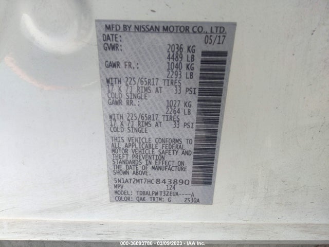 Nissan ROGUE S 2017 5N1AT2MT7HC843890 Image 10