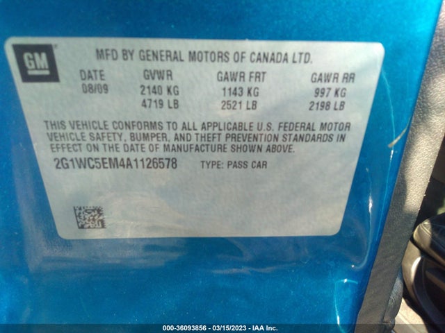 Chevrolet IMPALA LTZ 2010 2G1WC5EM4A1126578 Image 10