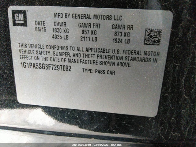Chevrolet CRUZE LS 2015 1G1PA5SG3F7297082 Image 10