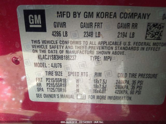 KL4CJ1SB3HB186237 Buick Encore Sport Touring
