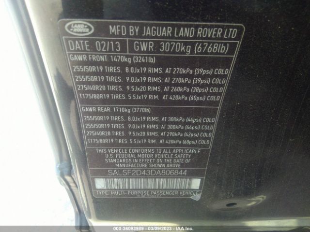 SALSF2D43DA806844 Land Rover Range Rover Sport Hse