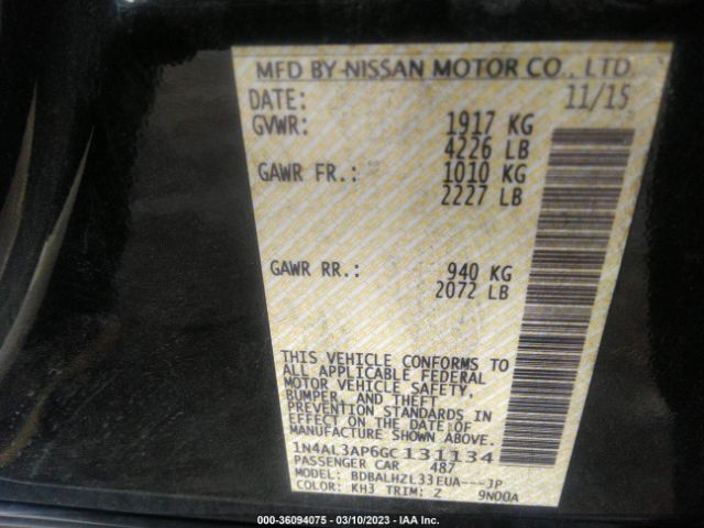 1N4AL3AP6GC131134 Nissan Altima 2.5 Sr
