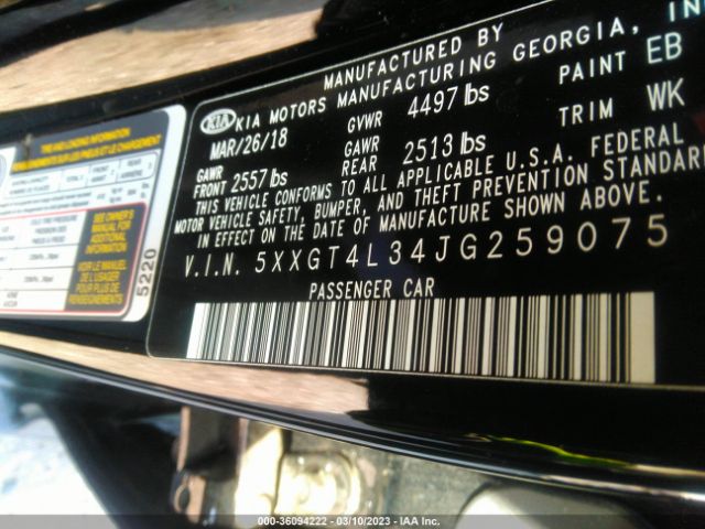 5XXGT4L34JG259075 KIA Optima Lx