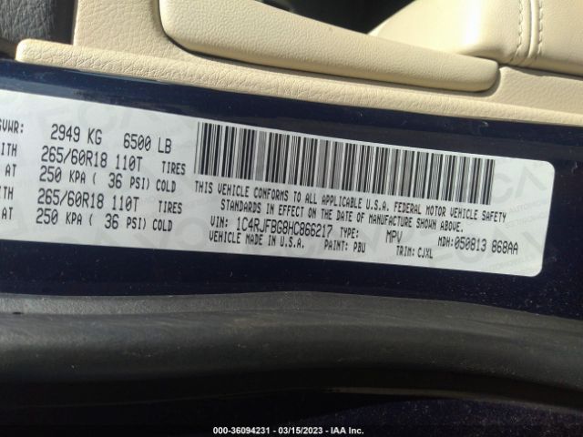 1C4RJFBG8HC866217 Jeep Grand Cherokee Limited