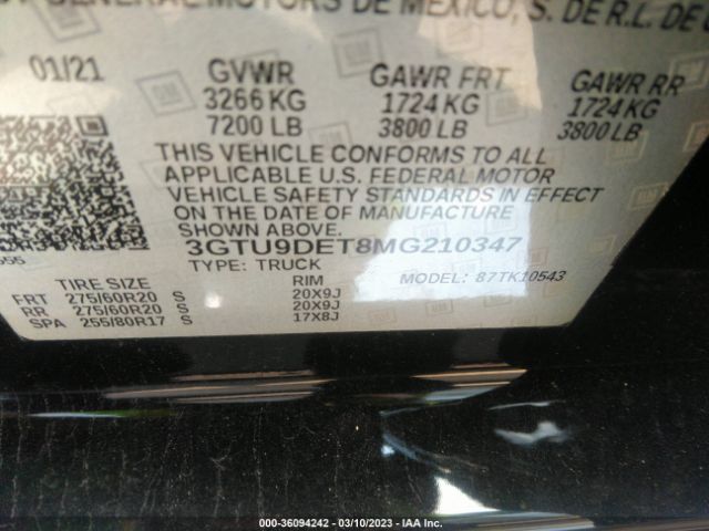 3GTU9DET8MG210347 GMC Sierra 1500 Slt