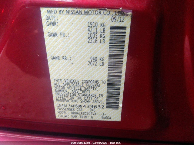 Nissan Altima 2013 1N4AL3AP6DN439632 Image 10